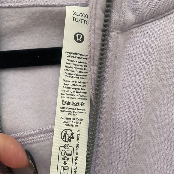Lululemon Oversized Full Zip Scuba Lavender Frost - Picture 6 of 6